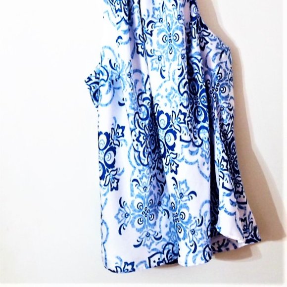 VINTAGE Blue/White Halter sz. XL - Picture 3 of 3